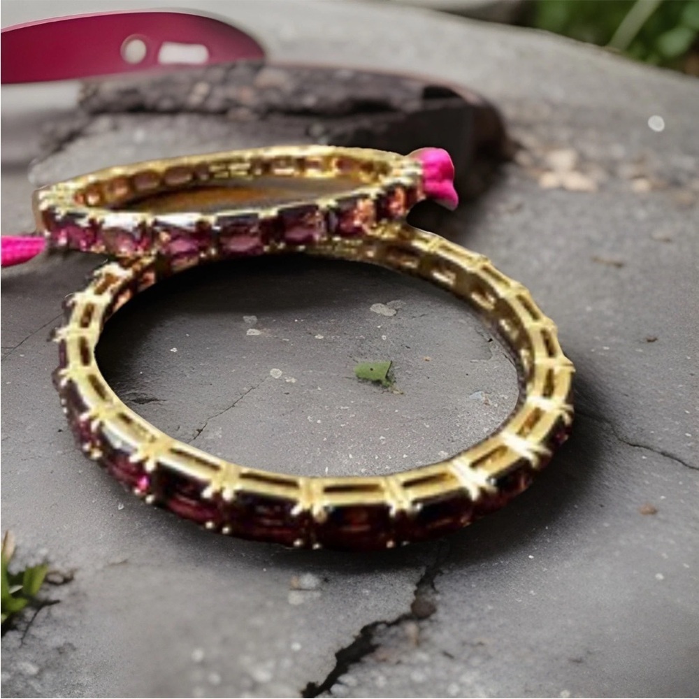 kate spade Gold and Fuchsia Crystal Bangle Set